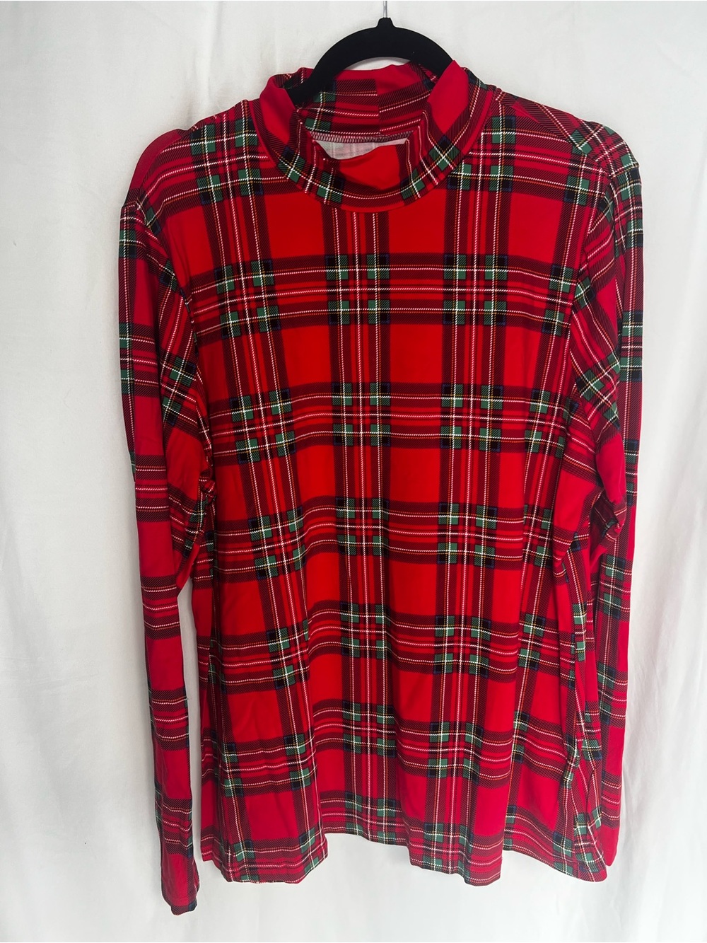 Time and Tru Red Plaid Long Sleeve Turtleneck Top